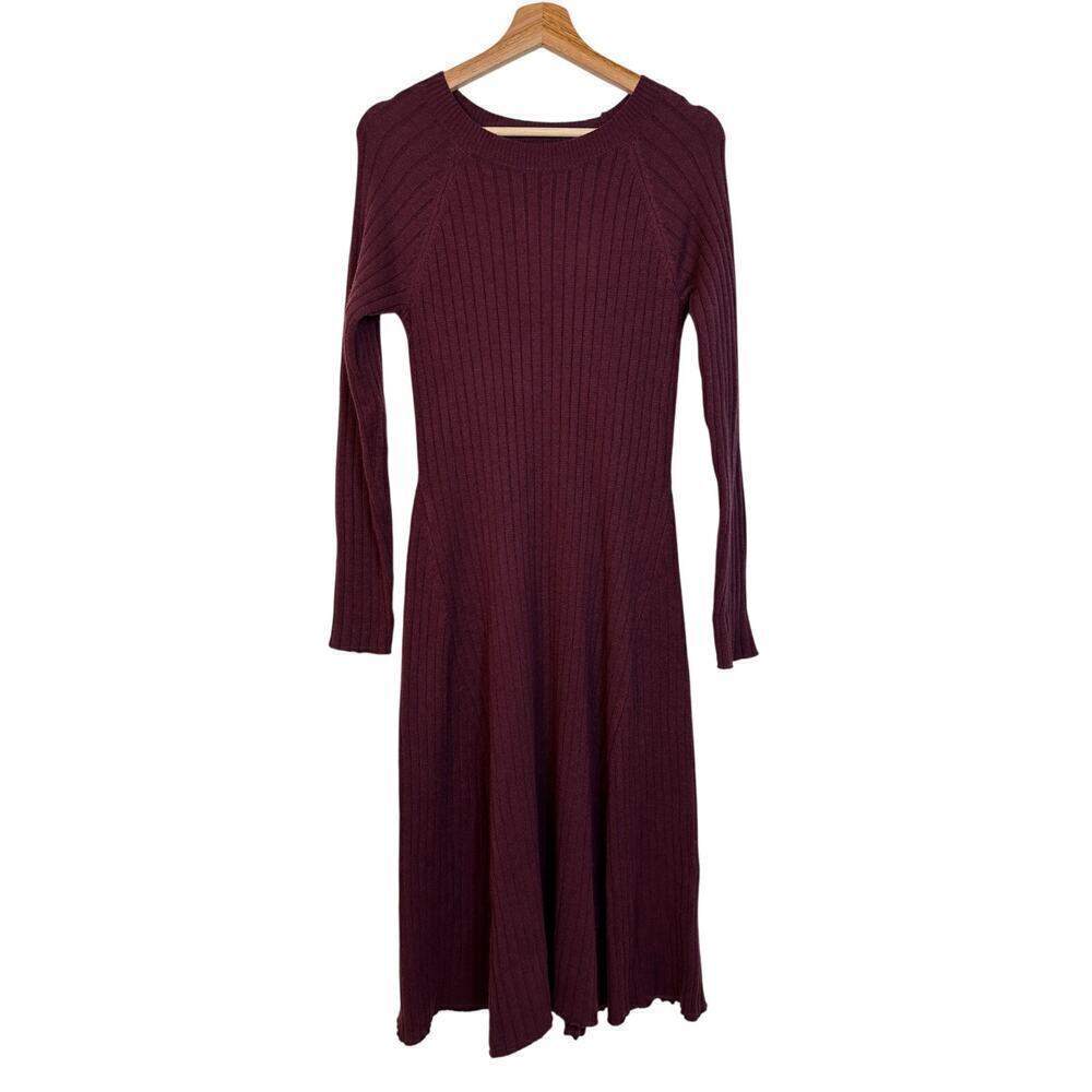 Lane Bryant Rib Sweater A Line Midi Dress Size 10/12 maroon Holiday Fall - Picture 3 of 13